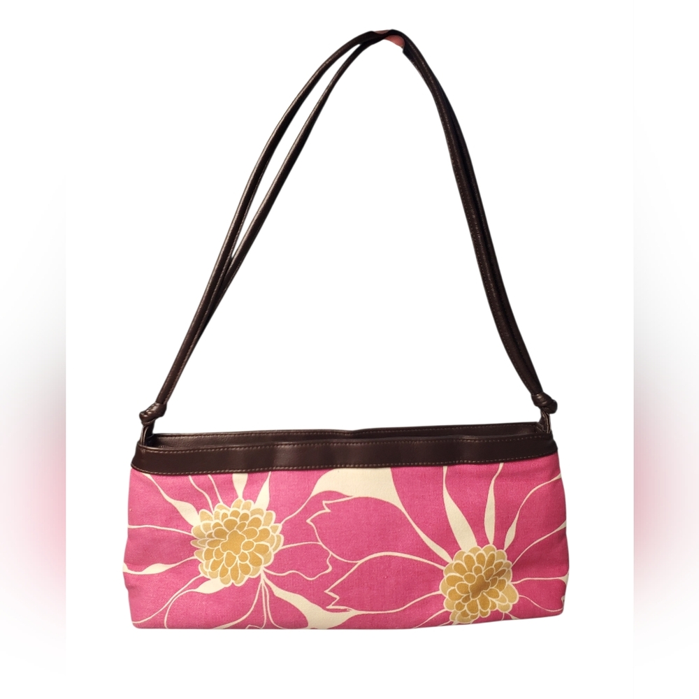 Victoria's Secret Pink Floral Canvas Purse Preppy Beachy Summer Y2K Shoulder Bag
